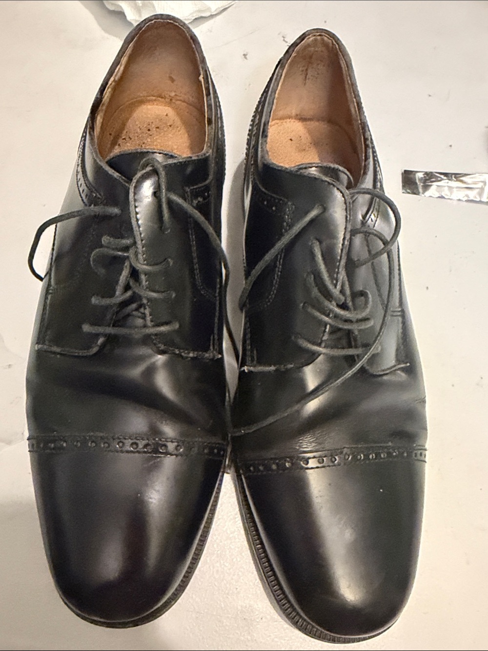 Men's Black Cap-Toe Derby Lace-Up Dress Shoes